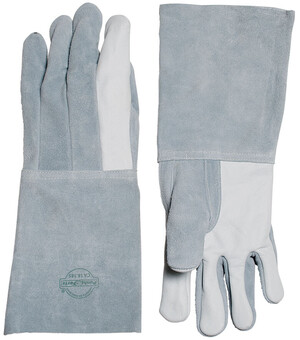 LUVA MISTA, PALMA DE VAQUETA, DORSO E PUNHO DE RASPA