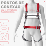 Cinturão Paraquedista Camper CP 1201 4 Pontos de Conexão Talabarte Duplo em Y 1,35M,  Absorvedor  e Gancho 55MM Camper CP2102